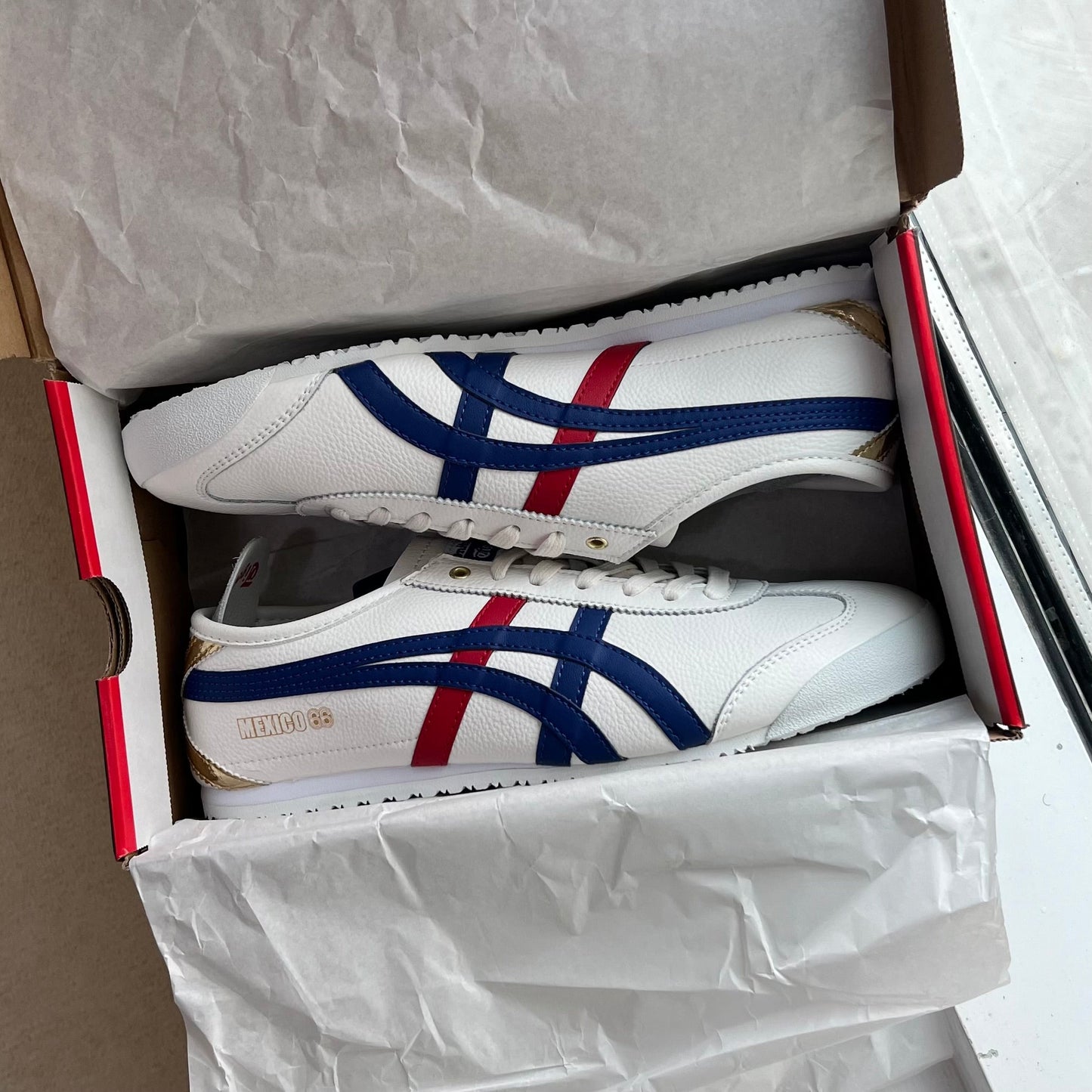 Onitsuka Mexico 66 “White Blue Red Metallic Gold”