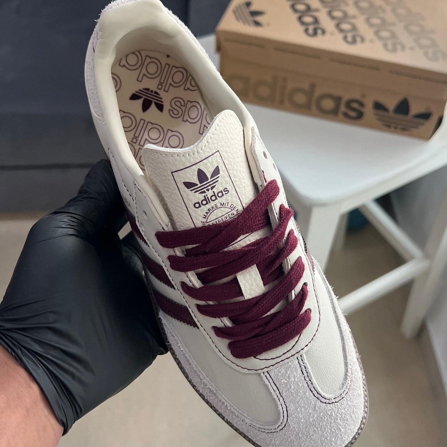 Adidas Samba OG "Wonder White/Maroon"